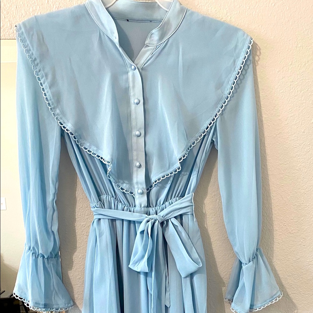 Vintage style dusty blue dress